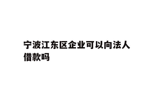 详细阅读:宁波江东区企业可以向法人借款吗 宁波江东区企业可以向法人借款吗