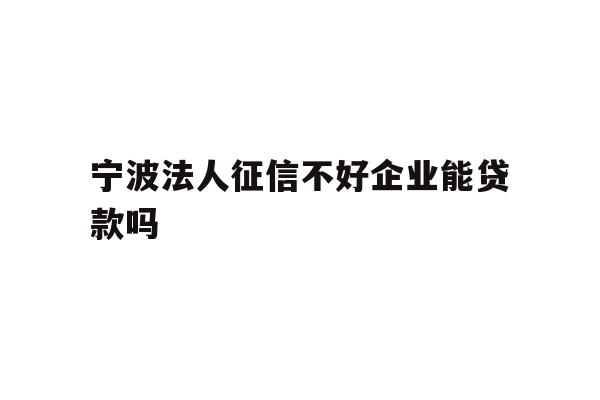 宁波法人征信不好企业能贷款吗