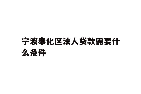 宁波奉化区法人贷款需要什么条件