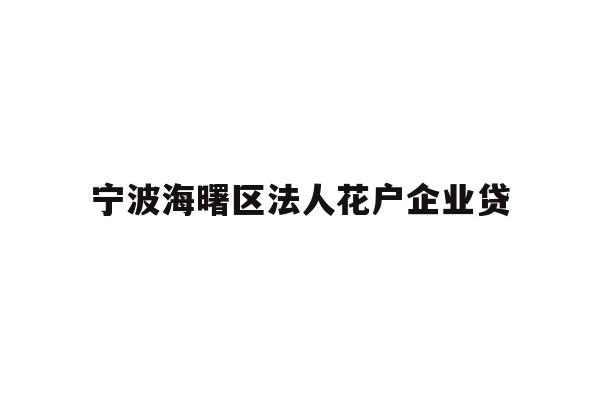 宁波海曙区法人花户企业贷