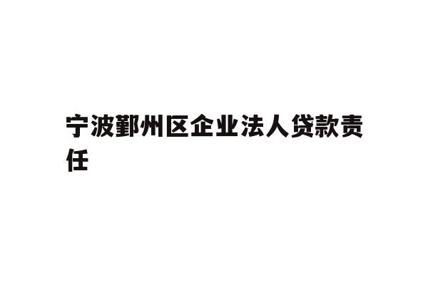 宁波鄞州区企业法人贷款责任