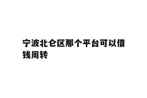宁波北仑区那个平台可以借钱周转