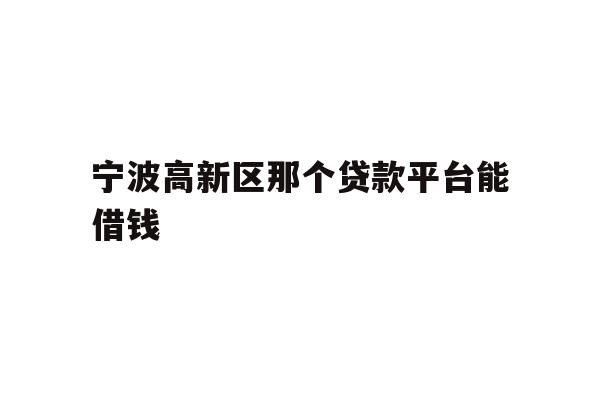 详细阅读:宁波高新区那个贷款平台能借钱 宁波高新区那个贷款平台能借钱