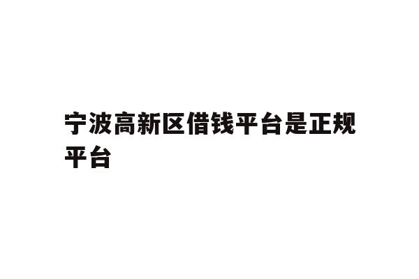 宁波高新区借钱平台是正规平台