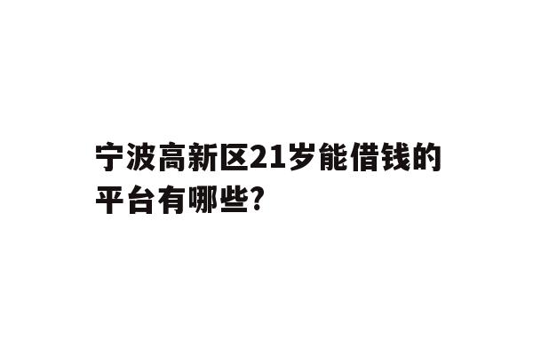 宁波高新区21岁能借钱的平台有哪些?