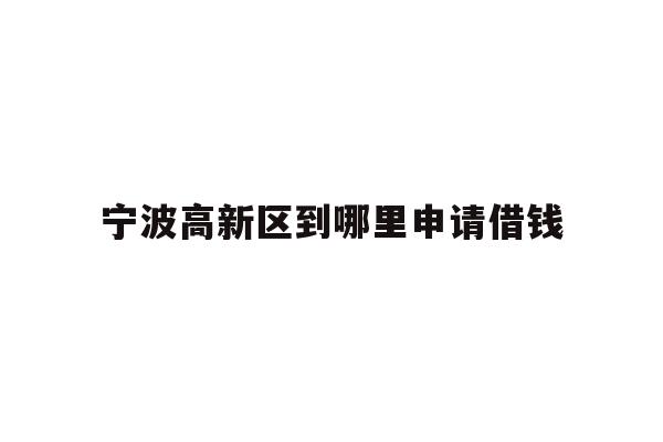 宁波高新区到哪里申请借钱