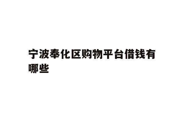 宁波奉化区购物平台借钱有哪些