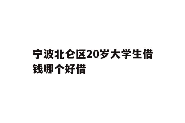 宁波北仑区20岁大学生借钱哪个好借