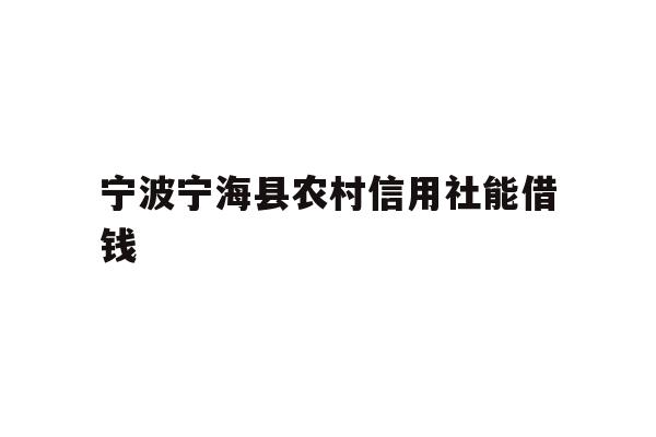 宁波宁海县农村信用社能借钱